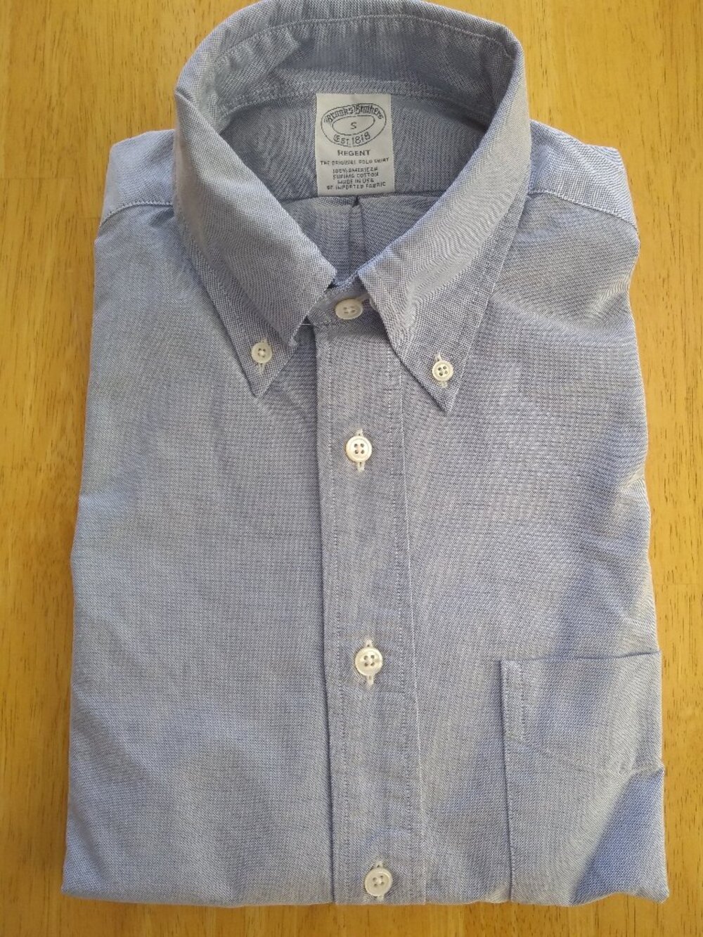 New Brooks Brothers Blue Oxford Button Down Small 14.5-31 MSRP $140